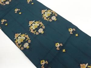 向かい鳥に抽象花葉模様織り出し名古屋帯